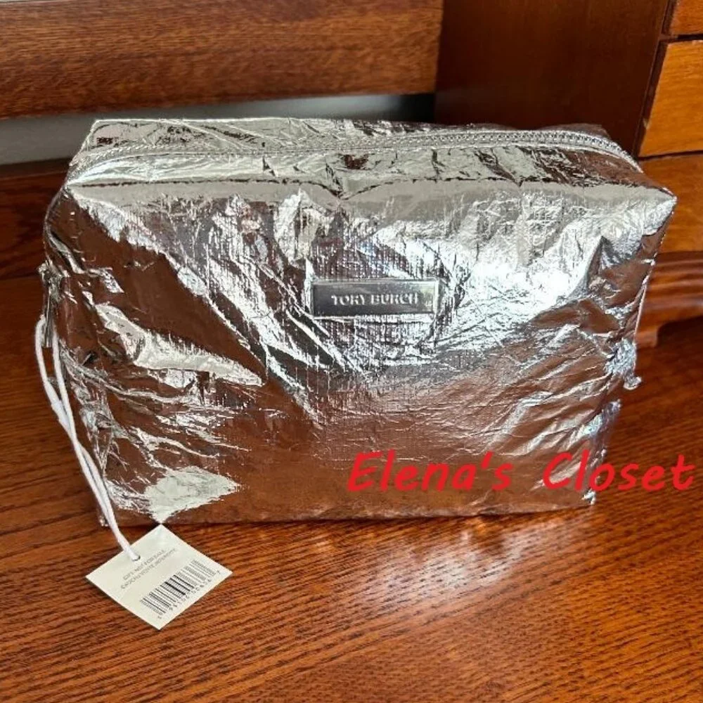 NWT ~ TORY BURCH METALLIC COSTMETIC BAG - Picture 7 of 8